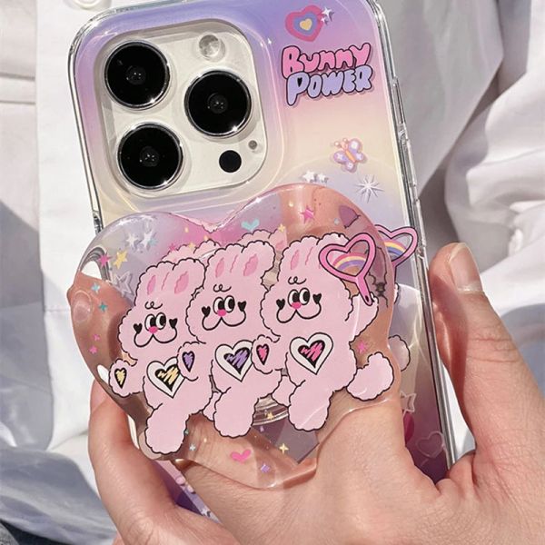 Korea mignon lapin de lapin Grip Tok Tok Griptok Clear Trendy Honder Anneau pour les accessoires pour iPhone Beld Téléphone Standder