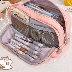 Corée mignon étuis à crayons pour filles étui à crayons étanche toile école maquillage sac crayon pochette stylo boîtePapeleria Kawaii papeterie 220728