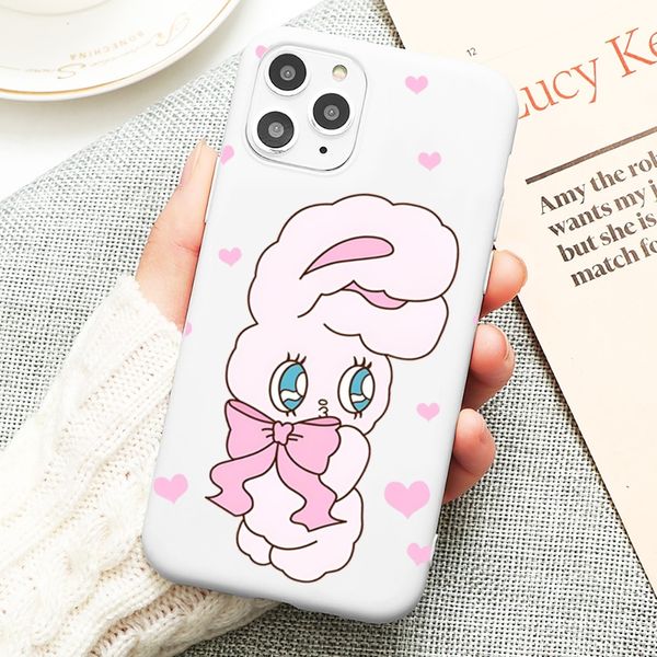 Corea Esther Bunny Case de teléfono lindo para iPhone 14 11 12 13 Mini Pro XS Max 8 7 6 6s Plus X XR Case de color caramelo sólido