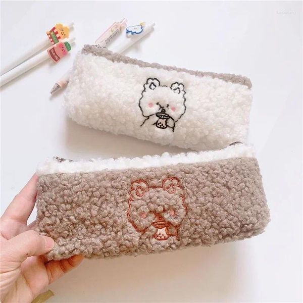 Corea Fabric Box Box Bauch Case suave Lápiz de dibujos animados lindos Kawaii Papelería Portable Escuela Suministros estacionarios Suministros