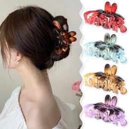 Cor￩e Fashion Clear Gradient Flower Hair Claw Clips Crampes acryliques non glissantes pour les femmes Accessoires de coiffure pour les filles