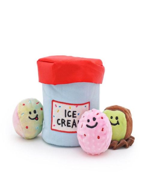 Corea Ice Cream Bucket Glow Ball Ball Plan de peluche de peluche Toy de perro con funn2928384