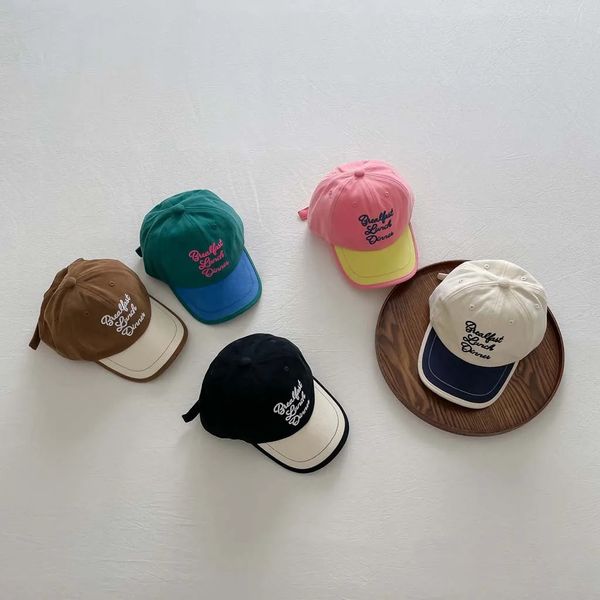 Corea Carta Niños Gorras de béisbol Moda Otoño Niños Niñas Sombrilla Color Pato Lengua Sombreros Bebé Gorra con visera 240315