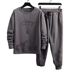 Korea Mens Cotton Sets Hoodie Sweatpants 2 -delige sweatshirt Pakken Kawaii Korean Streetwears Luxury Brand Tracksuit Outfit 240321