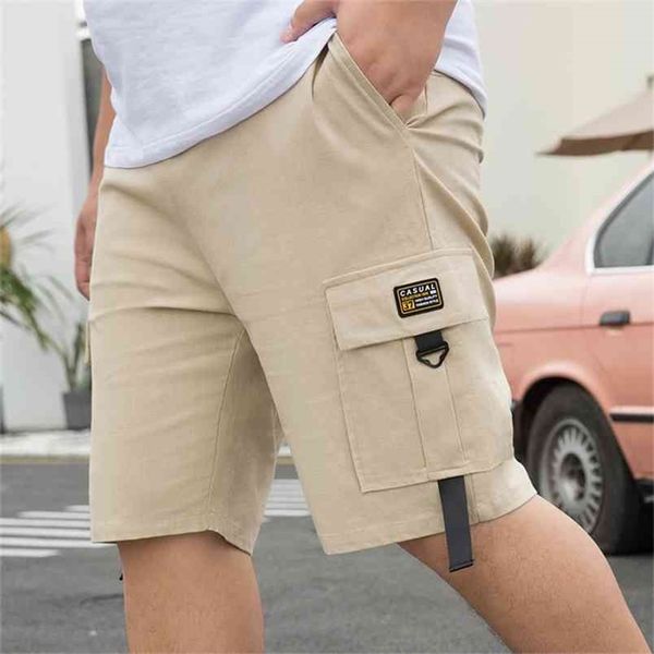 Pantalones cortos de estilo coreano de 28-50 pulgadas para hombre, pantalones cortos informales de verano con bolsillos más grandes, clásicos, 95% de algodón, pantalones cortos para hombre, pantalones 210629