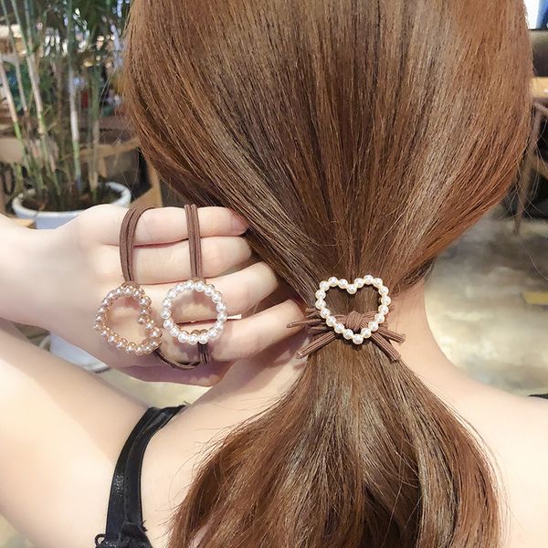 Bandes de cheveux élastiques de Style coréen, cordes, boule en métal Simple et mignonne pour filles et femmes, accessoires de mode