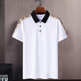 Korea Style Solid Brand Fashion Black White Polo Shirts Short Sleeve Heren Summer Ademende tops T -shirt 6xl 7xl 8xl 220704