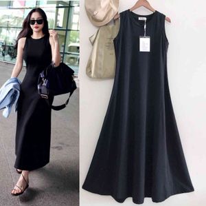 Korea zomer mode elegante casual thuis zwarte persoonlijkheid grote maat mouwloze jurk vrouwen 16F1148 210510