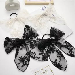 Korea Sweet White Black Lace Butterfly Ribbon Clips Hair Bronettes Haarspelden voor kinderen Girls Party Bruiloft Haaraccessoires