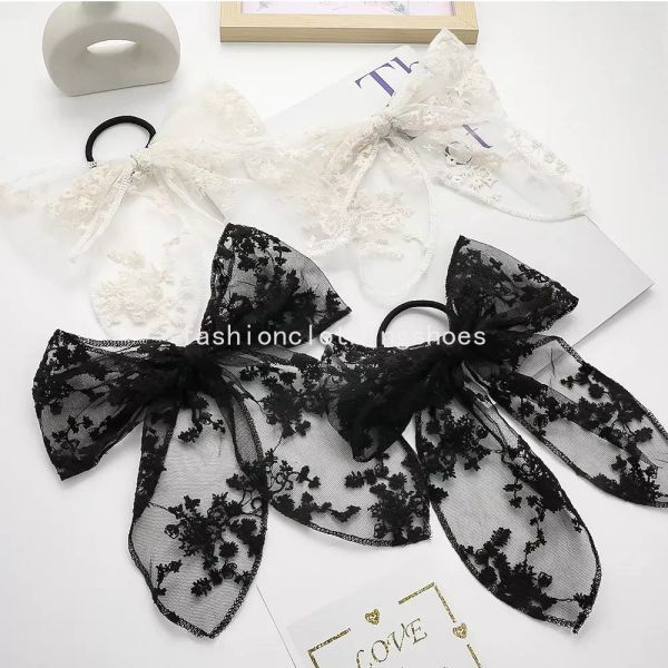 Corea Sweet White Black Lace Butterfly Clips Barrettes Barrettes Barretpins For Kids Fiesta Fiesta de la boda Accesorios para el cabello de la boda