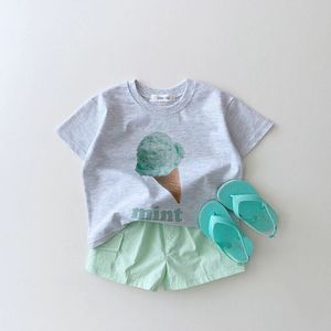 Corée Enfant Enfant Bébé Garçons Filles T-shirt Vêtements D'été Tennis Coton T-shirt Vêtements Graffiti Imprimer Enfants Top Infant Outfit 240326