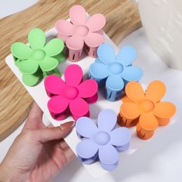 Korea Trend Candy Color Flower Hair Clips Plastic Non-Slip Strong Hold Grip Hair Jaw Clip For Girls Dames Leuke haaraccessoires