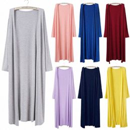 Coréen 2023 Femmes Casual Lg Modal Cott Pull Cardigan Doux Confortable Strg Simple Solide Taille Libre Lâche Mince Cardigan V0q9 #
