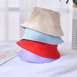 Coréen Adulte Enfants Été Pliable Seau Chapeau Couleur Unie Hip Hop Large Bord Plage Protection UV Rond Top Crème Solaire Pêcheur Cap1223I