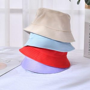 Koreaanse volwassen kinderen zomer opvouwbare emmer hoed vaste kleur hiphop wijd riem strand UV bescherming ronde top zonnebrandcrème vissers cap1 240t