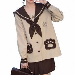 peintre d'ours coréen et japonais JK costume uniforme mignon fille douce étudiant de maternelle lg costume de marin tenues scolaires femmes i08e #