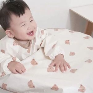Koreaanse Baby Slab Anti Vuil Waterdicht Geïntegreerd Lange Mouw Slab Peuter Eetkamerstoel Groot voor 6 ~ 36M Wasbare Voedingsslab 240124