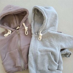 Koreaanse babykleding hoodies meisjes jongens katoen fleece sweatshirt kinderen hooded jack oversized hoodie groothandel 211111