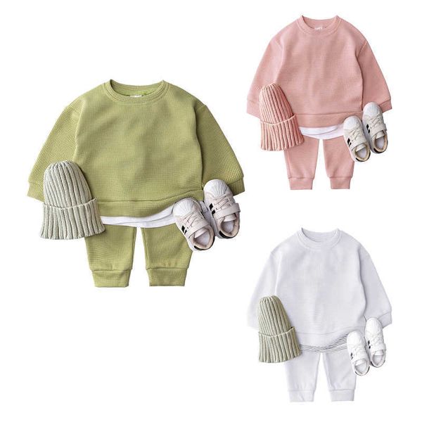 Ensembles de vêtements coréens pour bébés, survêtements pour filles, pulls, vêtements tricotés pour garçons, tenues pour nouveau-nés, pantalons en coton amples