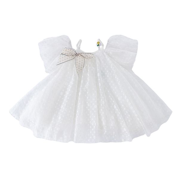 Coréen Bébé Fille Princesse Robe Enfants Robes De Mariée Élégantes Toddle Anniversaire Baptême Eid Vêtements Infant Dots Bow Frocks 210615