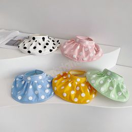 Korean Baby Sun Hat Beach Dot Princess Caps For Girls Accessoires Sweet Children Big Bim Hat 2-5y