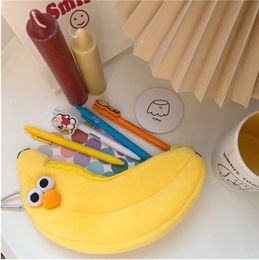 Koreaanse tas schattige kipbeen banaan pluche potloodkast eenvoudige student grote capaciteit potloodzak