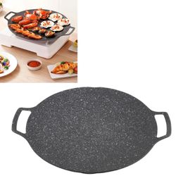 Plaque de barbecue coréen Barbecue grill non bâton Circulaire Pan à frire pour la maison Poêle extérieur Universal 240506