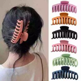 Coréen grandes griffes de cheveux élégantes pinces à cheveux en acrylique givré pour les femmes grande pince à queue de cheval couleur Pure épingle à cheveux griffes chaudes
