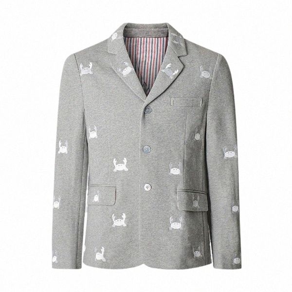 Blazer coréen manteau coréen Fi marque costume veste manteaux Cott crabe broderie col cranté manteaux Busin manteaux formels P7ha #