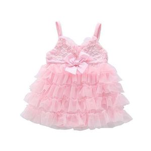 Vestido de tutú de encaje para bebés nacidos coreanos para niños pequeños, mameluco rosa, ropa de algodón suave para cumpleaños de verano 210529