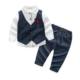 Costume de garçon coréen chemise gilet pantalon trois pièces costume garçon chemise pantalon costume 100-140 cm garçon vêtements enfants garçons vêtements 240131