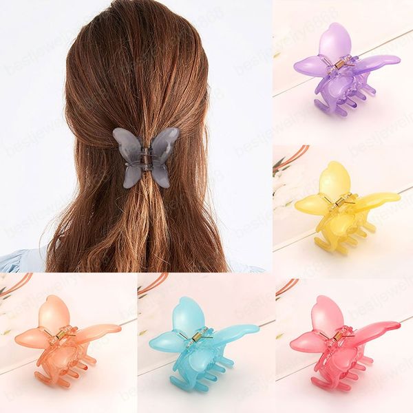 Pinzas coreanas para el pelo de mariposa, horquilla de resina acrílica, pasadores geométricos, pinza para el pelo, Color gelatina, accesorios para el cabello con estilo DIY