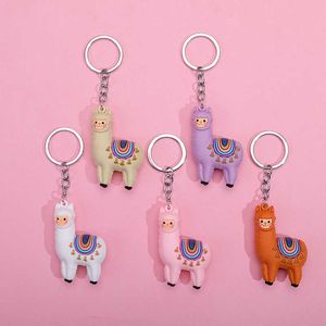 Koreaanse cartoon alpaca sleutelhanger lama sleutelhanger vrouwen tas liefde hart kleur bal hanger schattige epoxy alpaca sleutelhangers trinket geschenken G1019