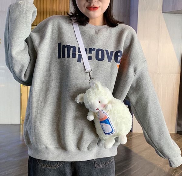 Dessin animé coréen petit sac à main en velours de laine femme 2021 nouveau sac de téléphone portable à une épaule mode doux mignon fille messager petit sac à main