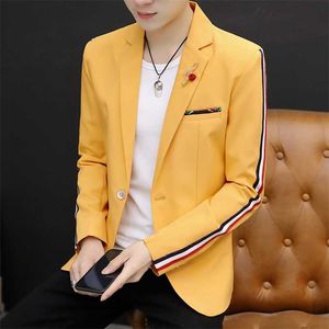 Koreaanse casual dun pak heren slank knappe kleine pak tweedelige jeugd British jacket suit 211120