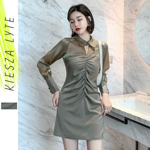 Koreaanse casual vrouwen shirt jurk kantoor dames elegante lange mouw patchwork mini jurken lente vrouwelijke vestidos 210608