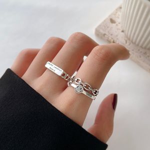 Korean Chain Smile Open Ringen voor vrouwen Retro Letter Index Ring vrouwelijke opening handgemaakte cadeau sieraden accessoires Groothandel YMR062