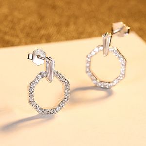 Nouvelle mode Micro incrusté Zircon géométrie boucles d'oreilles femmes S925 en argent Sterling tempérament boucles d'oreilles charme femme boucles d'oreilles pour la fête de mariage bijoux de la saint-valentin