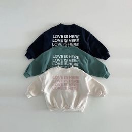 Coréen enfants coton Tops vêtements printemps automne bébé lettre imprimer pull décontracté enfants garçons filles vêtements de sport sweats 240314