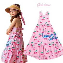 Vêtements pour enfants coréens filles robe princesse d'été rose cerise élégante fille mignonne shirts de bébé décontracté set 240516