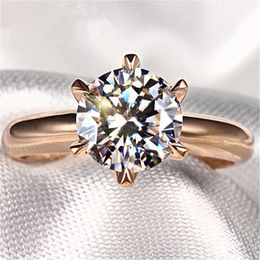 Coréen Classique Six-Griffes Anneau De Luxe Magique Salt Lake Diamant Plaqué 18K Imitation Moissanite Bague En Diamant Ouvert Six-Griffes De Mariage En Gros