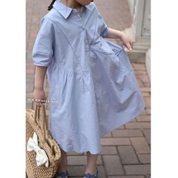Vêtements coréens Robe de fille 2024 Summer New Fashion Children's Shirt Jirt L2405