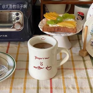 Korean Cream White Frans Engelse Muggirl's Heart Girlfriends Cup Milk Cup Ins Hoge waarde