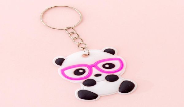 Llavero de silicona de dibujos animados creativo coreano Kawaii niñas niños decoración de mochila llavero gafas Panda Keychain5701745