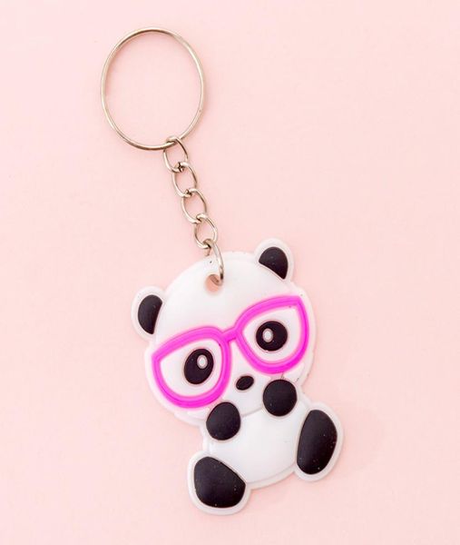 Porte-clés en silicone, dessin animé créatif coréen, Kawaii, décoration de sac d'école pour filles et enfants, porte-clés lunettes Panda 9427853