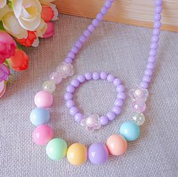 Coréen créatif enfants039s collier bracelet bijoux cadeaux de vacances entiers à la main perlé pull chaîne cadeau princesse Girl4116325