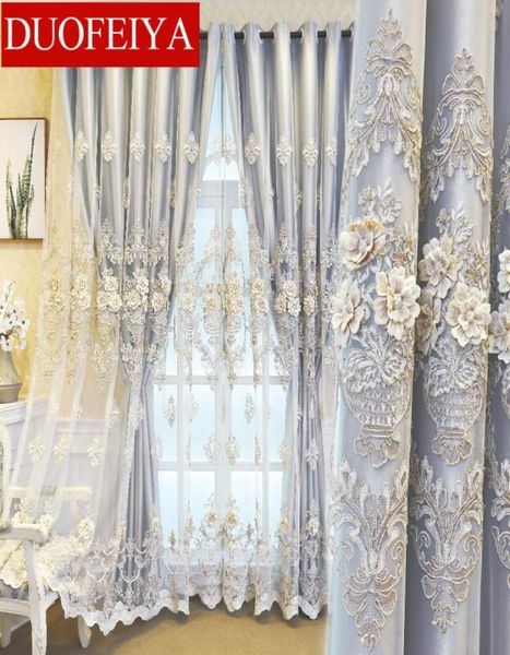Rideaux coréens pour le salon style européen rideau transparent brodé pour la chambre à manger chambre luxe tulle porte élégante 2205176817237