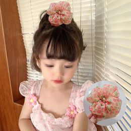 Corea linda Bownot Flower Chiffon Bandas elásticas para el cabello Candy Color Girls Hair Rope Ponytail Soportes Accesorios de verano Tocado
