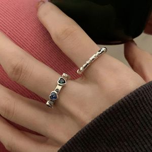 Koreaanse schattige kleurrijke hart kristal open ring voor vrouwen mode goud kleur verstelbare vinger knokkel ringen sieraden