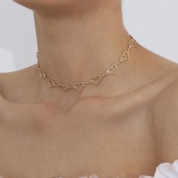 Koreaanse schattige liefde gekoppelde hart choker ketting verklaring vriendin gift zilveren kleur ketting sieraden collier femme 2021